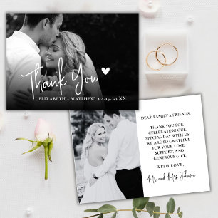 Black and White Photo Script Wedding Thank You Note Card