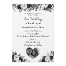 Black and White Photo Template Botanical Wedding