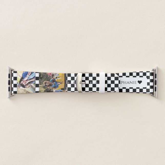 Black and White Photo template Custom Name Apple W Apple Watch Band (Band)