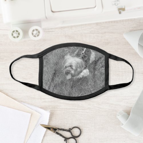 Black and White Photo Terrier Animal Face Mask