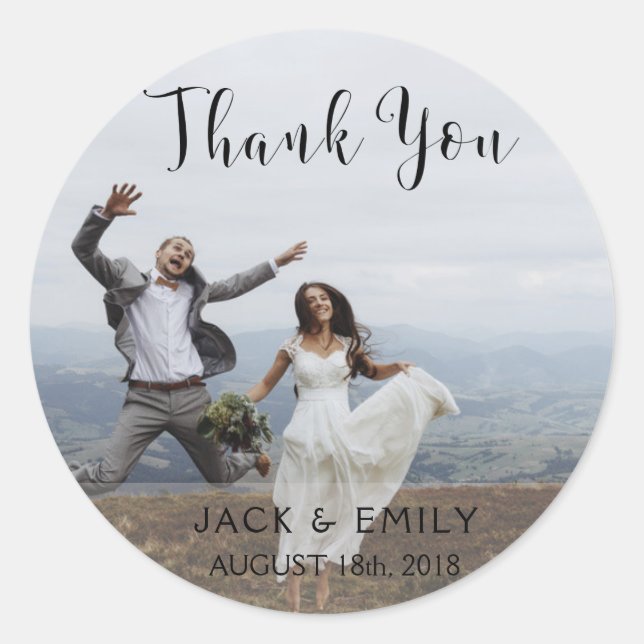 Black and White Photo Thank You Photo Sticker (Front)