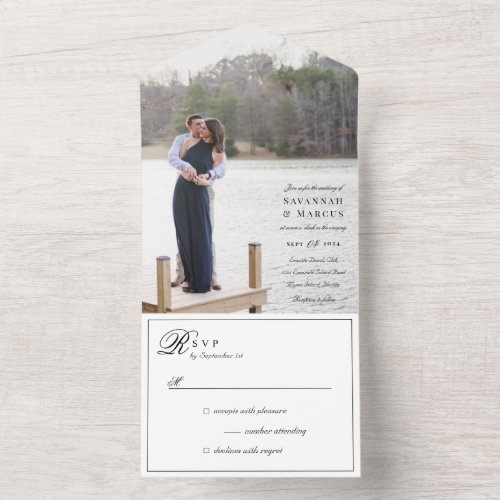 Black and White Photo Wedding  All In One Invitation