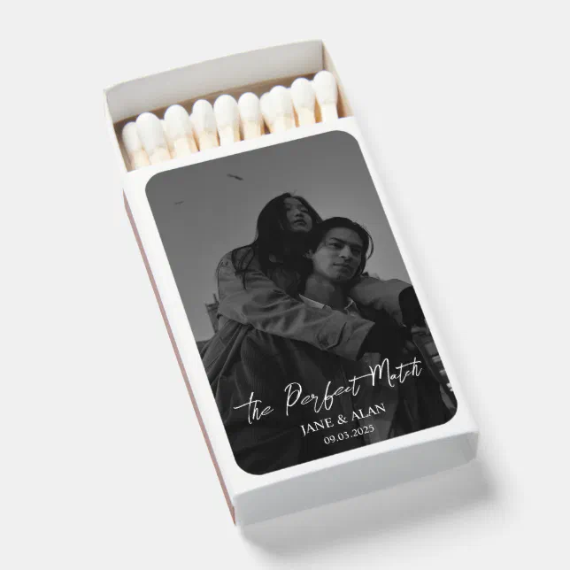Black and White Photo Wedding Matchbox Matchboxes | Zazzle