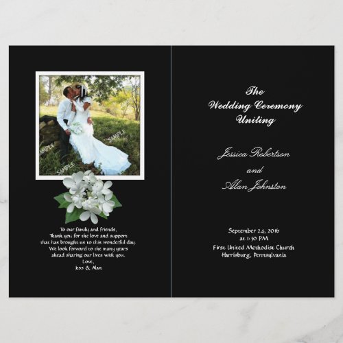 Black and White Photo Wedding Program Folded