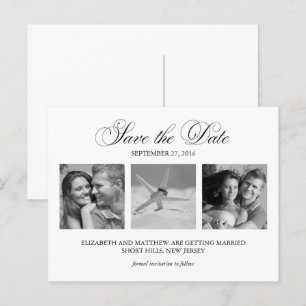 Black and White Photo Wedding Save the Date Announcement Postcard