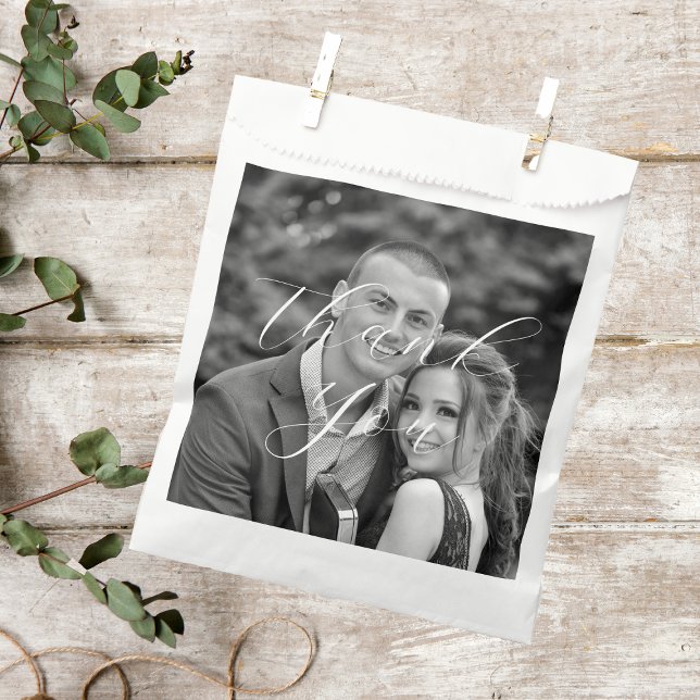Black And White Photo Wedding Thank You Favor Bag (Creator Uploaded)