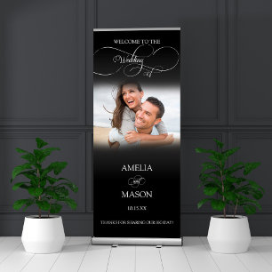 Black and White Photo Wedding Welcome  Retractable Banner