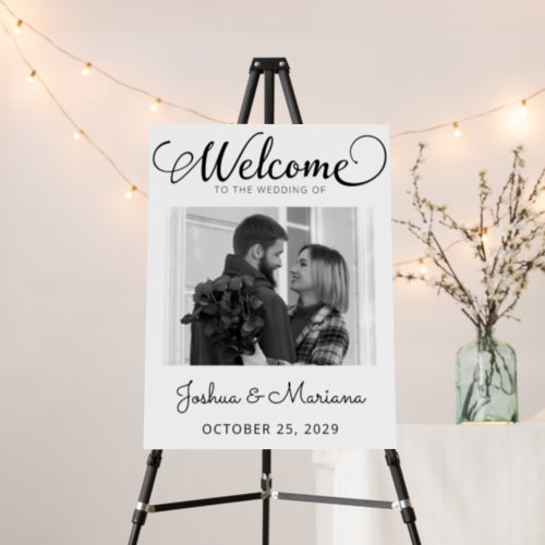 Black and White Photo Wedding Welcome Sign