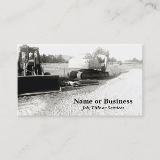 black and white photof construction equipment business card