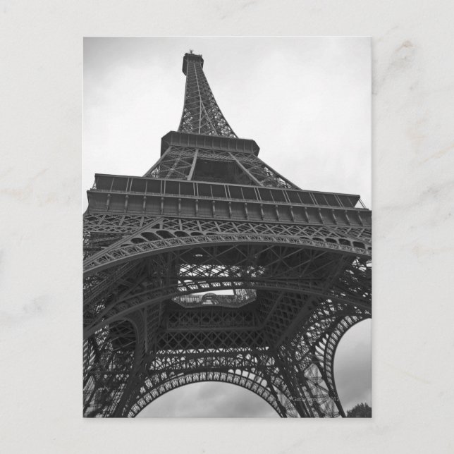 Black and white photograph of the Eiffel Tower Postcard (Front)