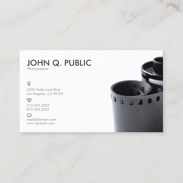 Black and White Photographer Business Card (Front)