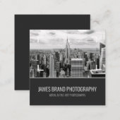 Black and White Photographer Social Media Handle Square Business Card (Front/Back)