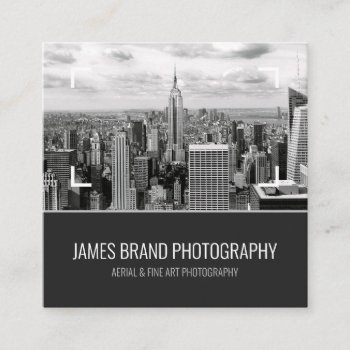 Black And White Photographer Social Media Handle Square Business Card by J32Design at Zazzle