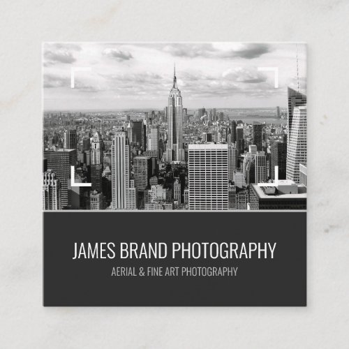 Black and White Photographer Social Media Handle Square Business Card