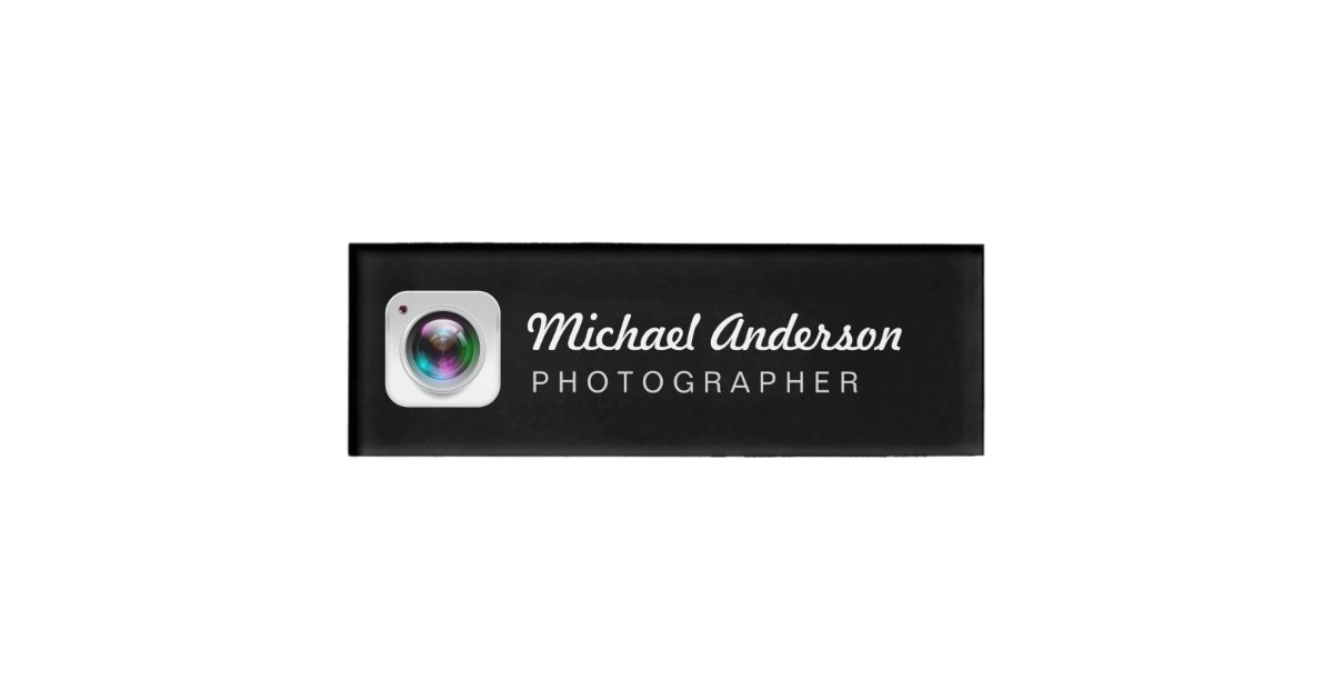 Black And White Photography Camera Lens Logo Name Tag Zazzle Com