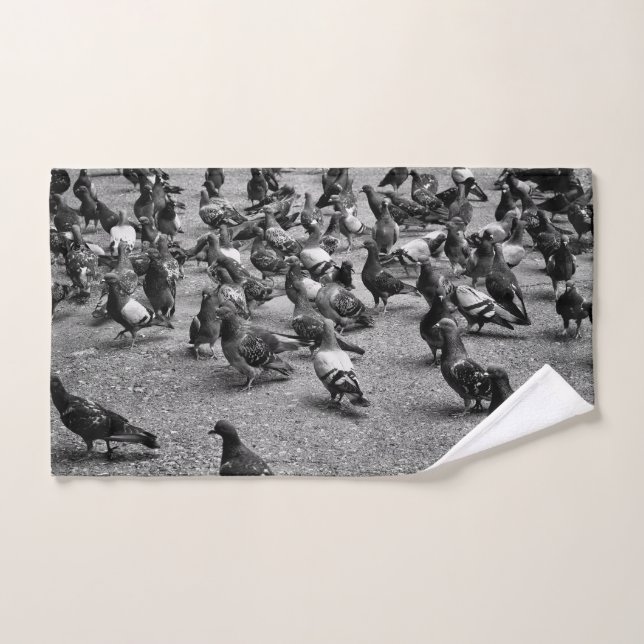Black and white photography of many pigeons hand towel  (Hand Towel)