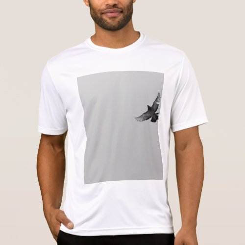 Black and white photography of pigeon flying T_Shirt