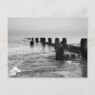 Black and white photography – “Seaside breakers” Postcard