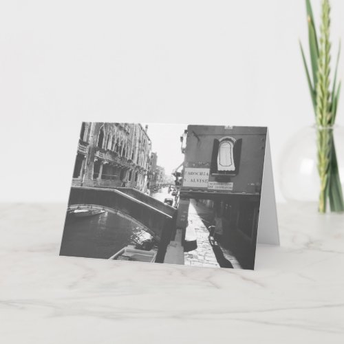 Black and White Photography Venice Italy Canal Card