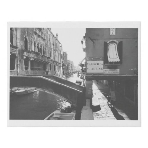 Black and White Photography Venice Italy Canal Faux Canvas Print