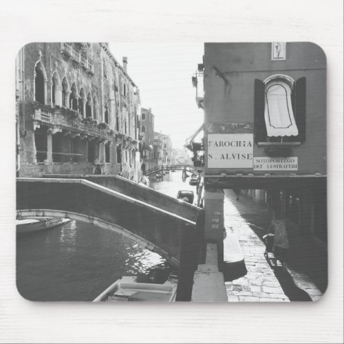 Black and White Photography Venice Italy Canal Mouse Pad