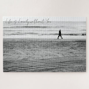 Black and White Photography with Seaside Landscape Jigsaw Puzzle
