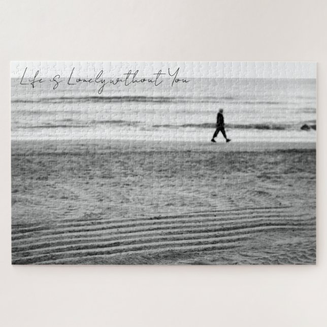 Black and White Photography with Seaside Landscape Jigsaw Puzzle (Horizontal)
