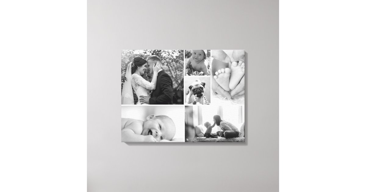 Black and White Photos collage Family gallery Canvas Print | Zazzle