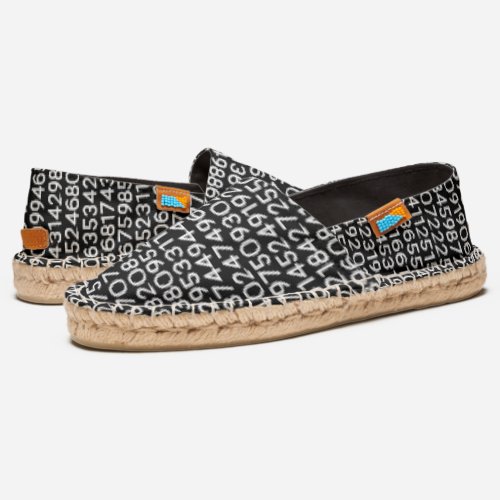 Black and White Pi Digits Numbers Pattern Funny Espadrilles