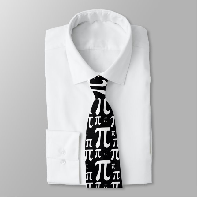 Black and White Pi Pattern Tie (Tied)
