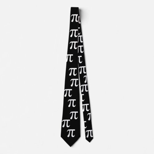 Black and White Pi Symbol Neck Tie