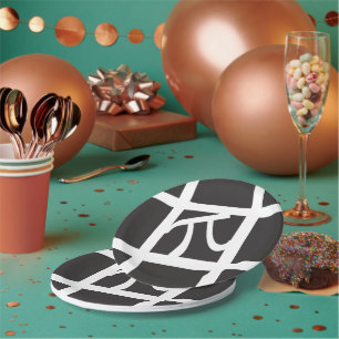 Black and White Pi Symbol Paper Plate