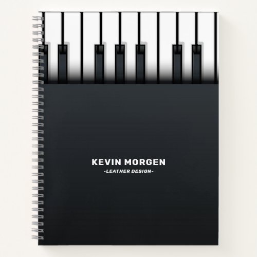 Black and white piano background notebook