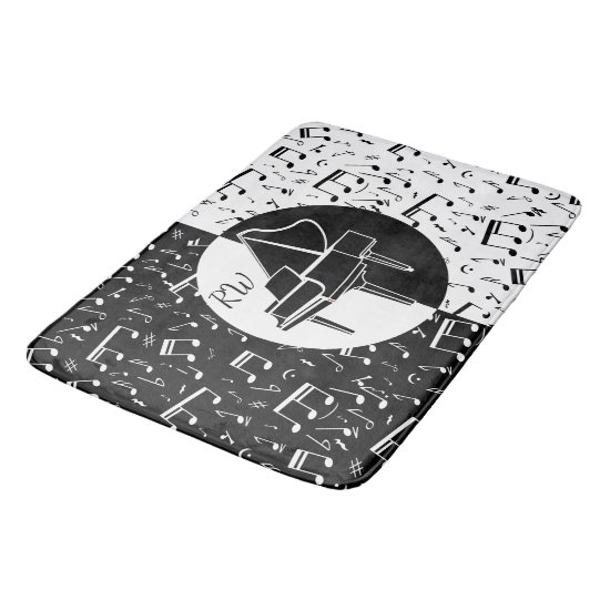 Black and white Piano design Bathroom Mat