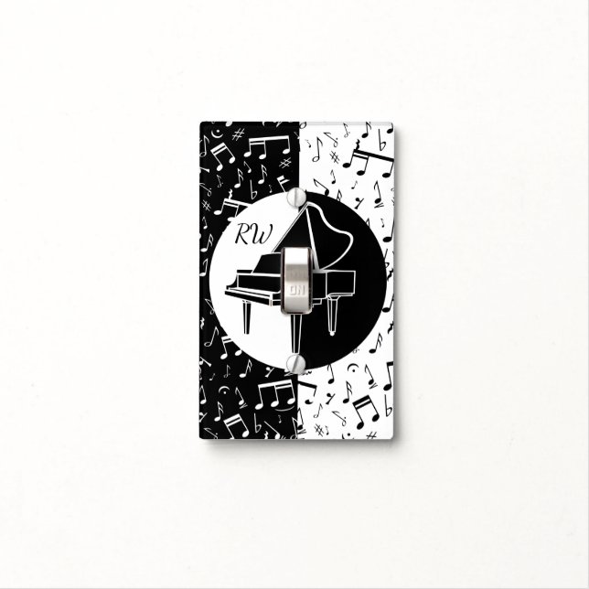 Black and white Piano design Light Switch Cover (In Situ)