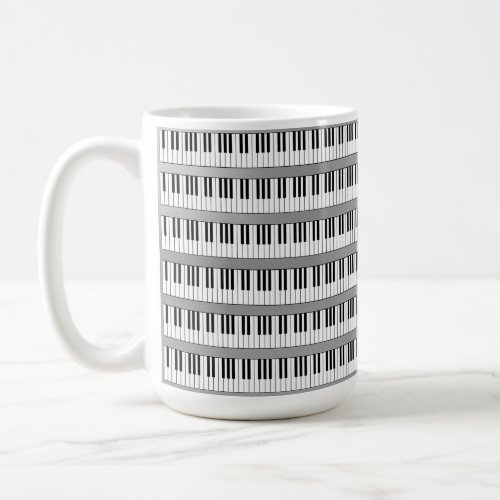 black and white piano keyboard coffee mug