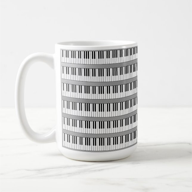 black and white piano keyboard coffee mug (Left)
