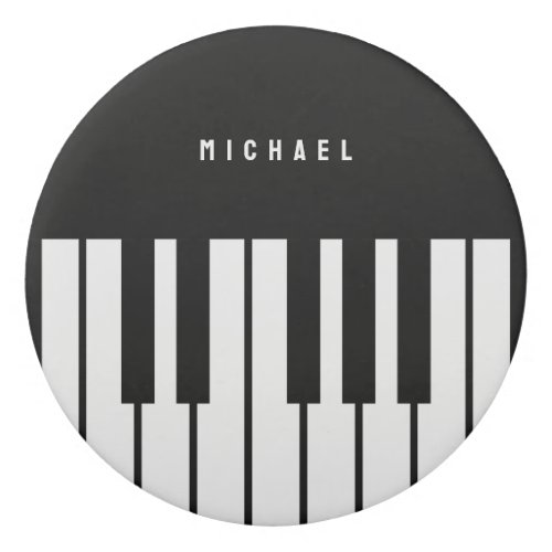 Black and White Piano Keyboard Custom Name Eraser