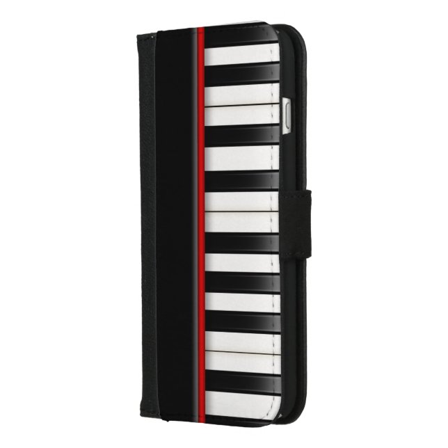 black and white piano keyboard iPhone wallet case (Left)