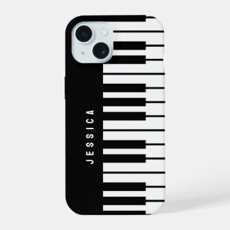 Black and White Piano Keyboard Monogram iPhone 15 Case