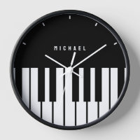 Black and White Piano Keyboard Monogram Name