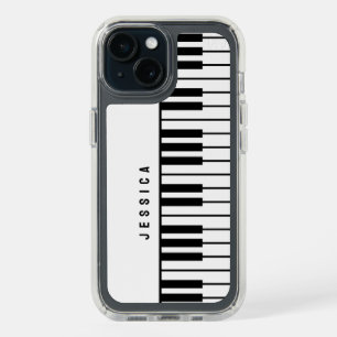 Black and White Piano Keyboard Monogram iPhone 15 Case