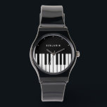 Black and White Piano Keyboard Monogram Watch<br><div class="desc">Black and White Piano Keyboard Monogram</div>
