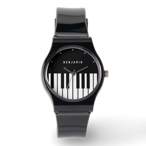 Black and White Piano Keyboard Monogram Watch