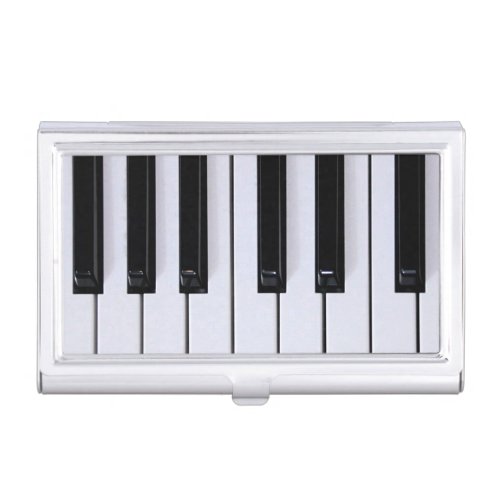 Black and White Piano Keys High-Quality All-Metal Construction Business Card Holder