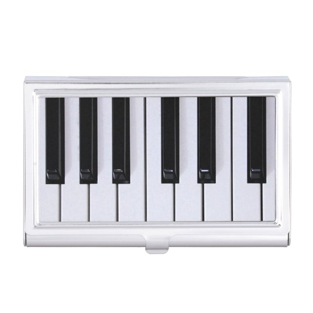 Black and White Piano Keys Business Card Holder (Front)