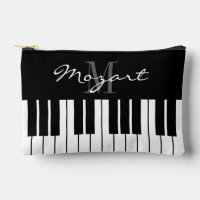 Black and white piano keys custom cosmetics bag