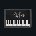 Black and white piano keys custom monogram trifold wallet<br><div class="desc">Black and white piano keys custom monogram Trifold Wallet. Personalized Christmas or Birthday gift idea for piano player,  pianist,  music teacher,  instructor,  students,  musician,  kids,  boy,  girl,  son,  daughter etc. Available in different colors like red black or blue. Classical keyboard design with monogrammed name initial.</div>