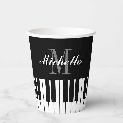 Black and white piano keys custom paper party cups