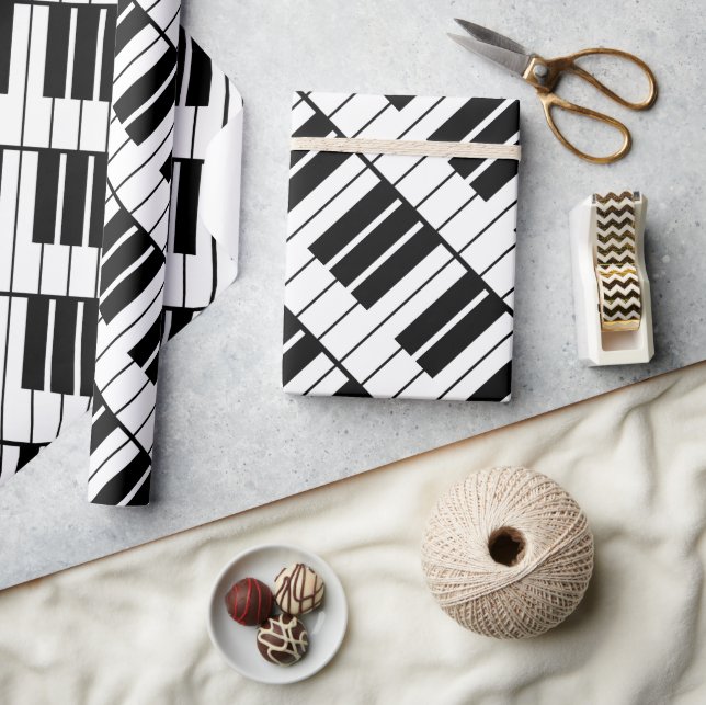 Black and white piano keys Holiday wrapping paper (Crafts)